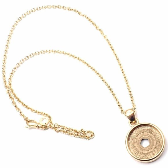 Rare! Authentic Bulgari Bvlgari 18k Yellow Gold NYC Subway Token Lim Ed Necklace - Picture 1 of 11